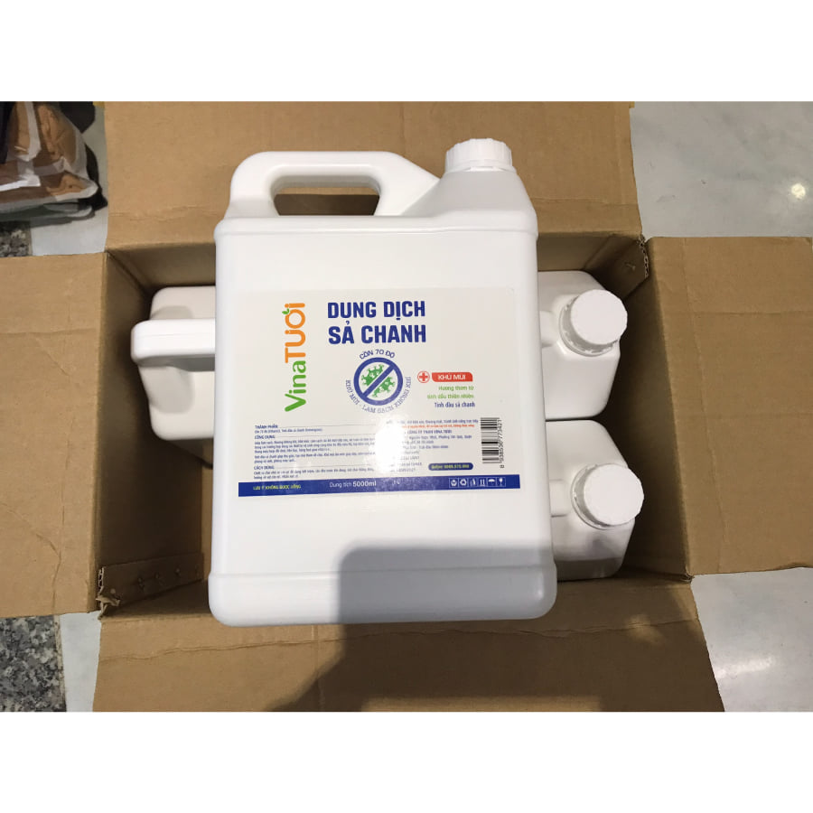 Thùng 4 can 5L dung dịch sả chanh Vina Tươi Thùng 4 can 5L dung dịch sả chanh Vina Tươi
