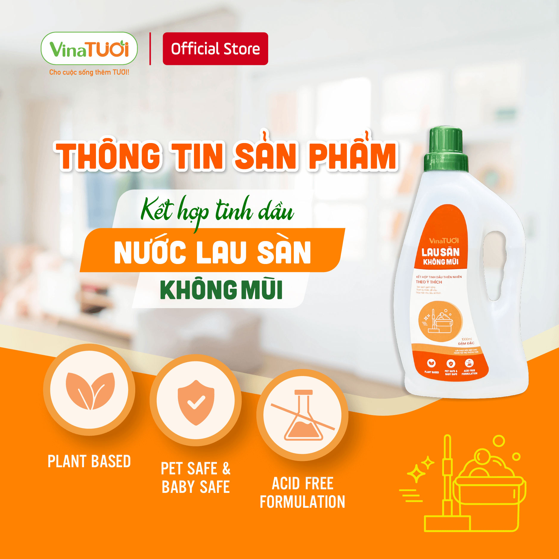 Can lau sàn-02 Nước lau sàn nhà hữu cơ tự nhiên không mùi